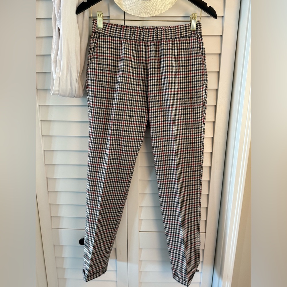 Vilagallo Women’s  Multicolor Checkered Elastic Waist Pants Size 38 | 6